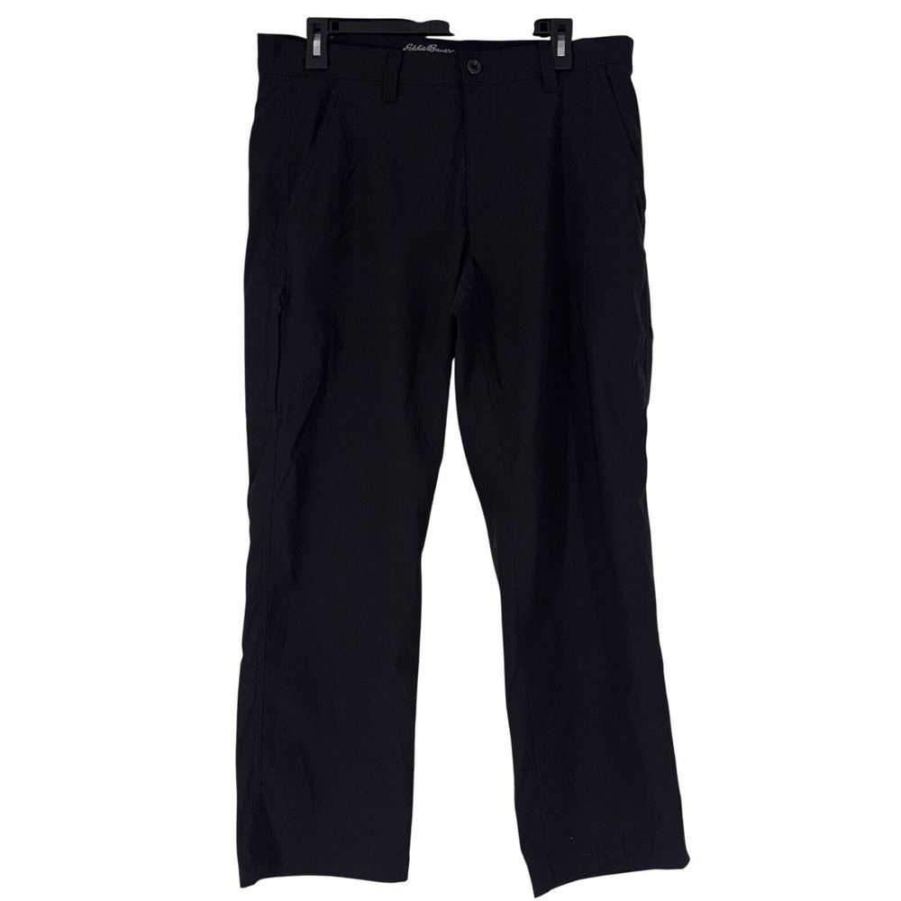 Eddie Bauer Men's Travex Pants 33x32 (Actual 33x29) Black Nylon Chinos‎ Casual